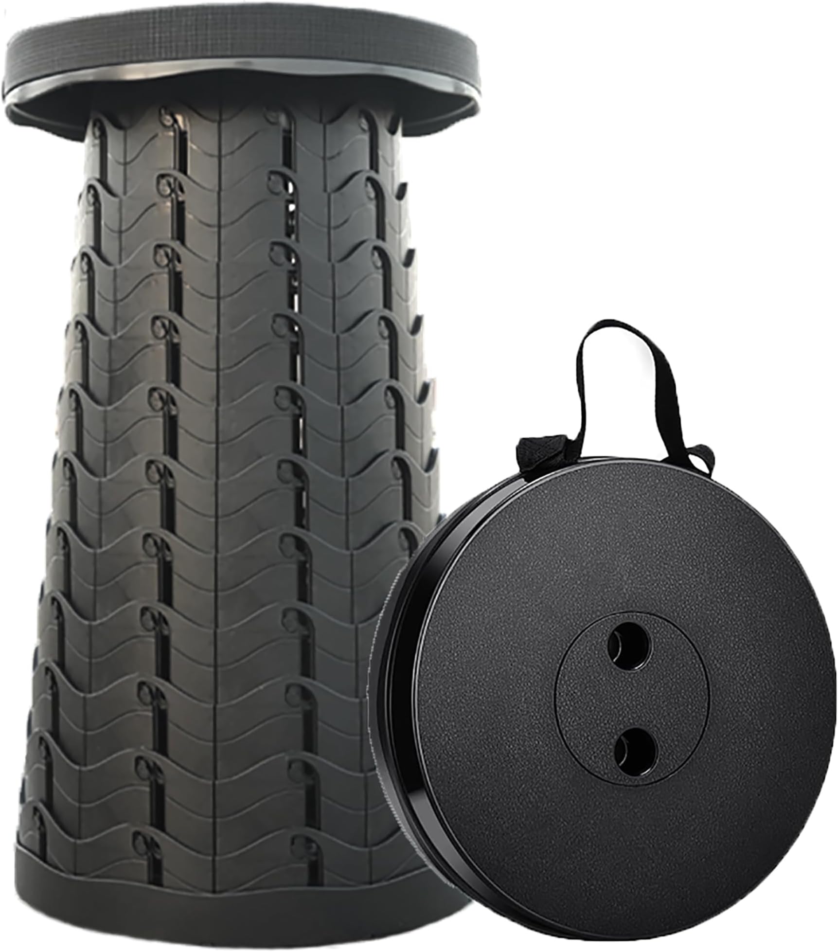 MKBK Telescopic Stool Camping Stool Folding seat Light and Sturdiness, Collapsible Stool for Camping Fishing Hiking BBQ, Indoor Stool and Outdoor Stool (Black)