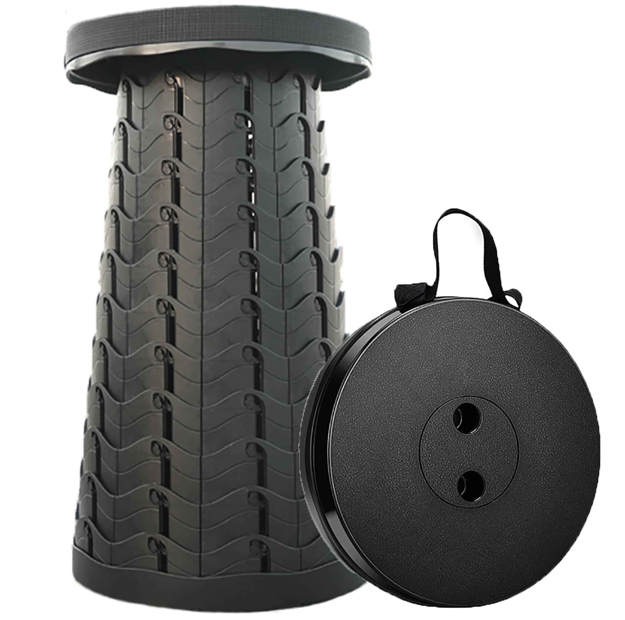 MKBK Telescopic Stool Camping Stool Folding seat Light and Sturdiness, Collapsible Stool for Camping Fishing Hiking BBQ, Indoor Stool and Outdoor Stool (Black)