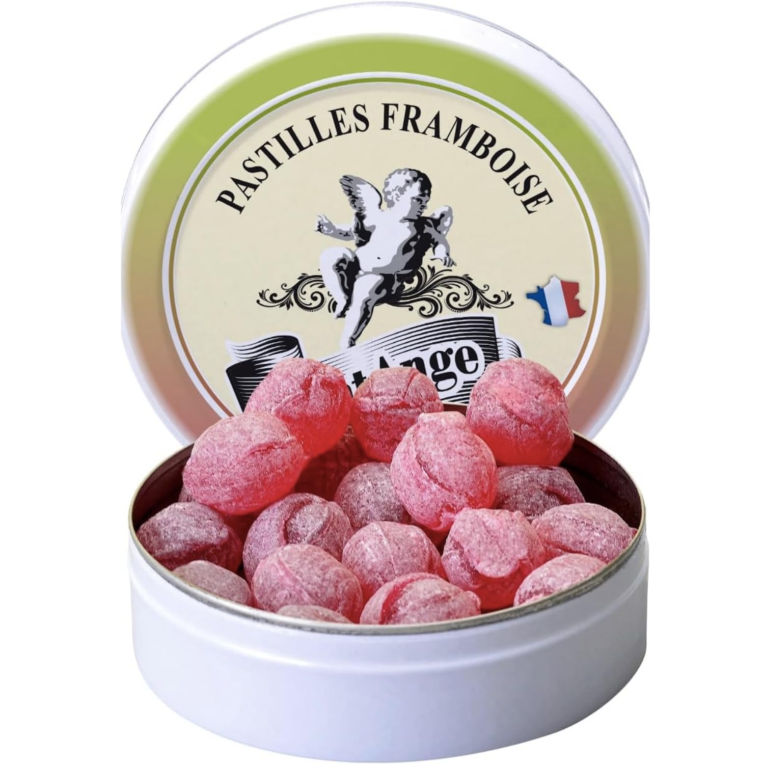 Lot de 10 boites Framboise Pastilles Saint-Ange Framboise Bonbons Traditionnels 100% Français Framboise