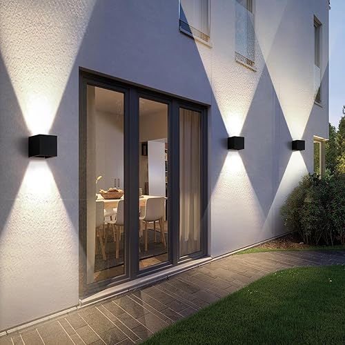 Miniatura 7 de Luces de pared para exteriores, 2 unidades, 3000 K, luz de porche al aire libre, aplique de pared moderno, lámpara de pared para exteriores, 20 W,