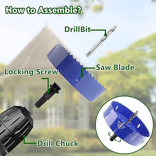 Vista 212 de Luomorgo - Sierra perforadora de 4 pulgadas/100 mm, acero de alta velocidad, profundidad de corte 1 1/4 pulgadas, adaptador de broca hexagonal