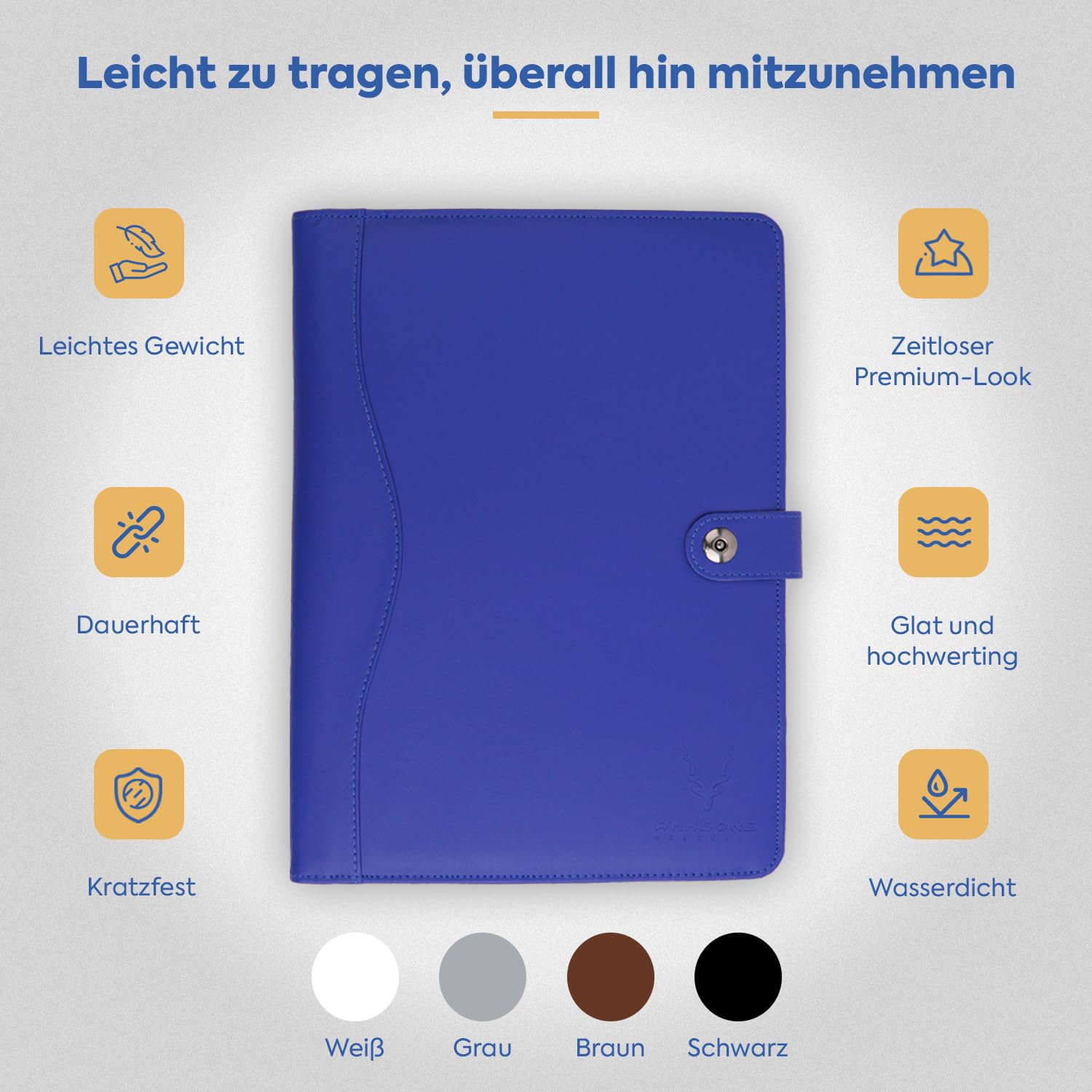 Portapapeles Con Almacenamiento Carpeta A4 De Piel Sintética Amksons - Con Bloc De Notas, Portapapeles, Bolsillos Y Cierre Magnético, Color Negro Portapapeles Ejecutivo