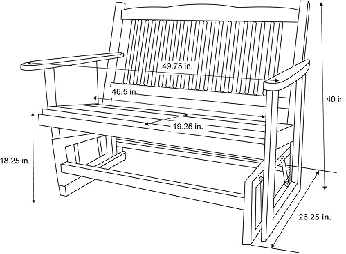 Miniatura 3 de Shine Company Torrey - Banco planeador de madera para exteriores, sofá biplaza de 2 plazas, 26 pulgadas de profundidad x 49 pulgadas de ancho x 40
