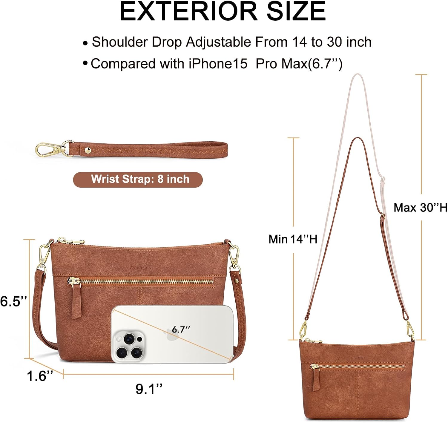 RONSIN Crossbody Bag for Women Cell Phone Purse Shoulder Handbags Adjustable Strap