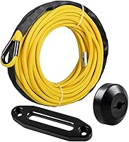 Vista 11 de Cuerda de cabrestante sintética amarilla de 50 pies x 1/4 + guía Hawse + tope de goma para ATV UTV SUV camión KFI Ramsey