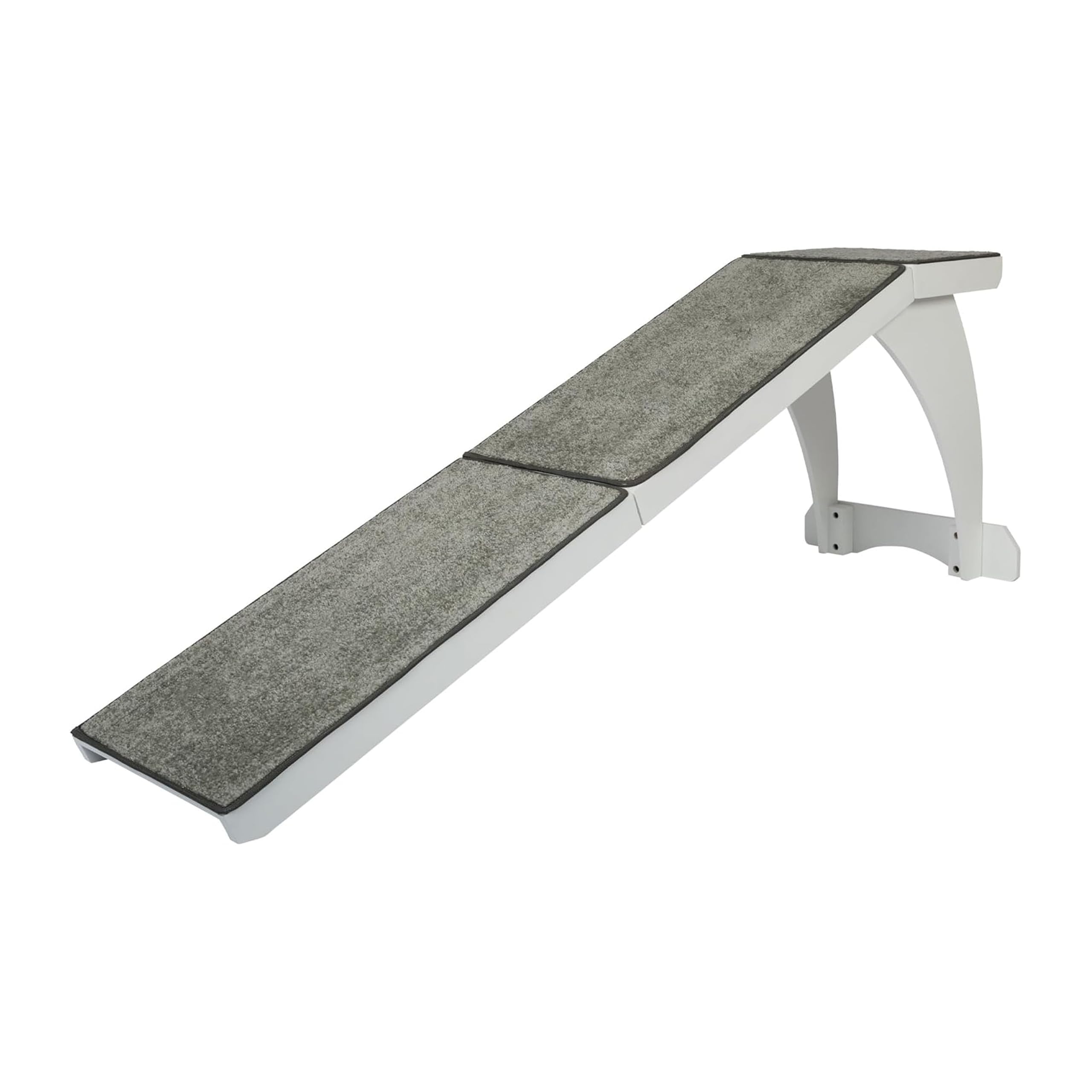 PetSafe CozyUp Bed Ramp - Durable Wooden Frame Supports up to 120 lb - Furniture Grade Wood Pet Ramp with White Finish - High-Traction Carpet Surface - Great for Older Dogs and Cats