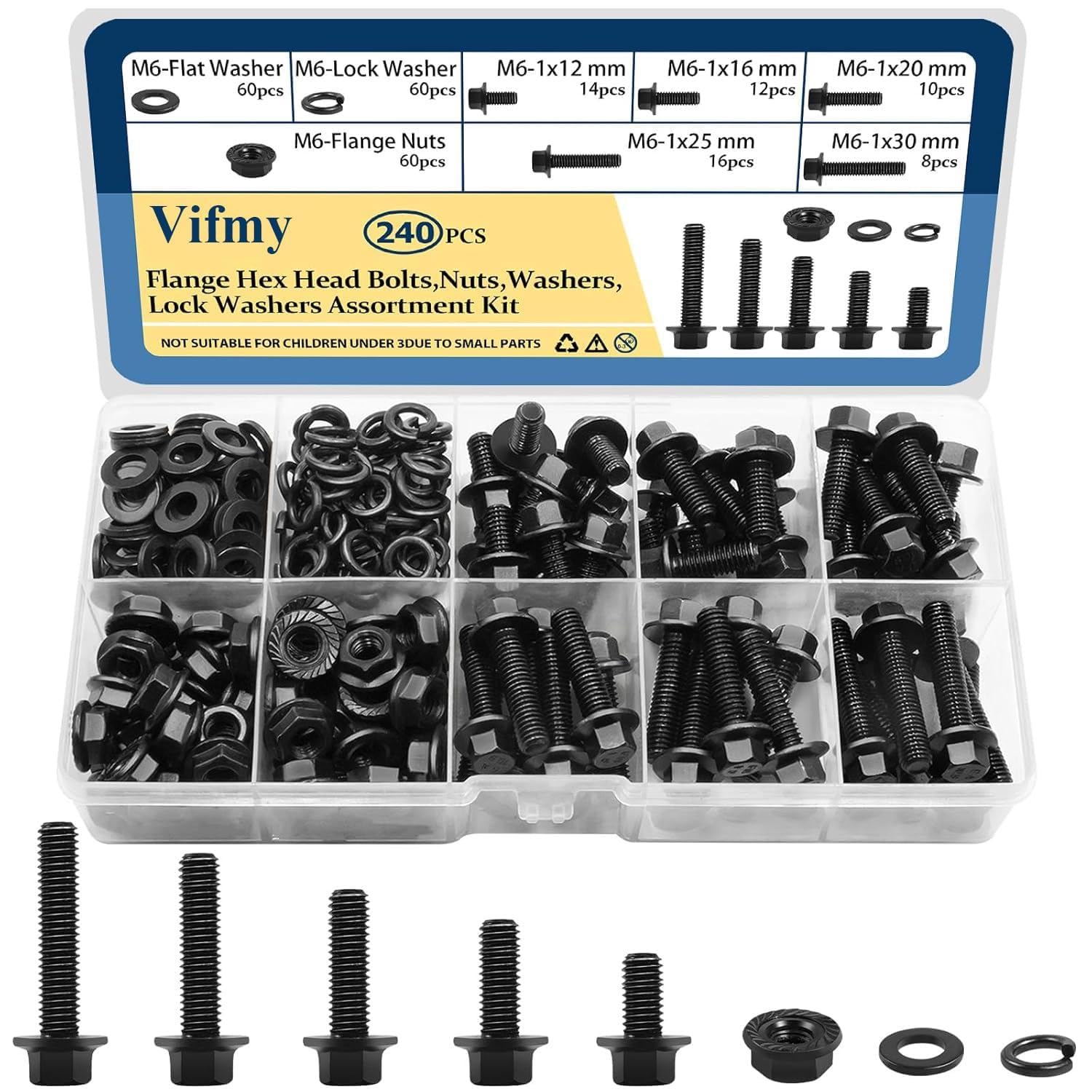 Stainless Steel Flange Bolt & Nut Kit - 288 Pcs -12