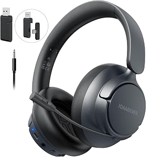 IOAABEWN 2.4GHz Wireless Gaming Headset with 2-in-1 Type C & USB Transmitter, ENC Microphone, Bluetooth Gaming Headphones,...