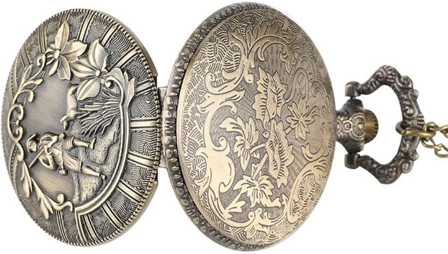 Reloj de Bolsillo de Cuarzo con diseño de Cazador Retro Steampunk, Collar con Colgante de Bronce