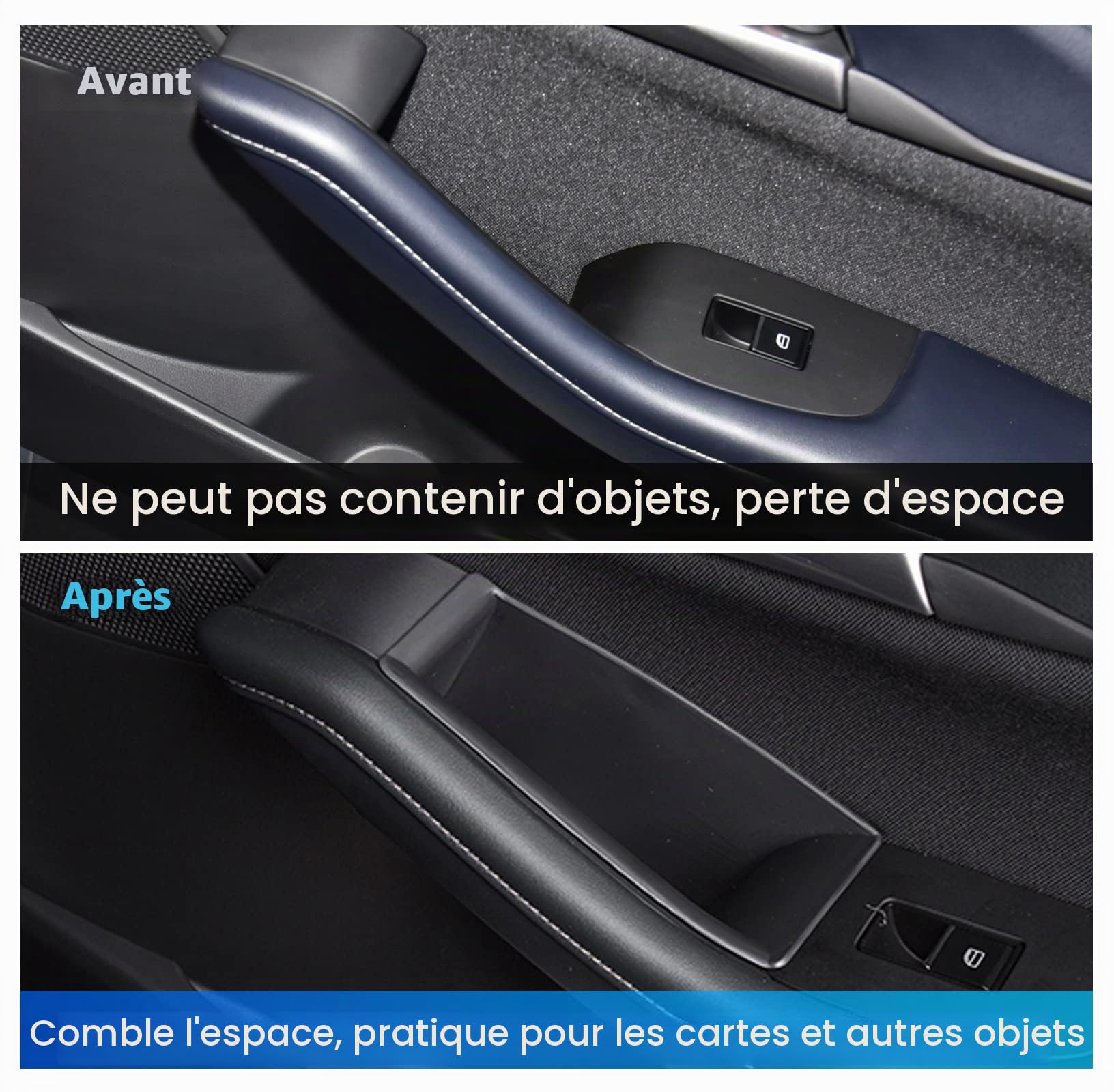CDEFG Compatible avec Mazda 3 BP CX30 CX-30 2019-2023 2024 Boîte de rangement latérale de porte de voiture Insert de CX30 Organisateur de poche Plateau intérieur CX30 2024 Accessoires 4 Pièces