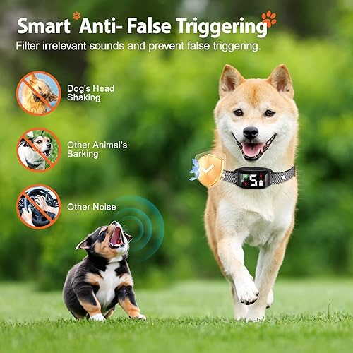 Miniatura 5 de Collar antiladridos recargable para perros grandes con 5 sensibilidades ajustables, collar antiladridos inteligente con pitido de vibración para