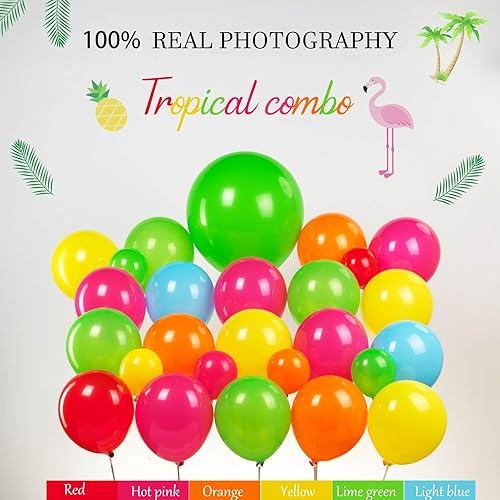 Miniatura 4 de Kit de arco de guirnalda de globos de fiesta mexicana, color rosa intenso, verde lima, naranja, rojo, azul, amarillo, arco iris, globos para el Día