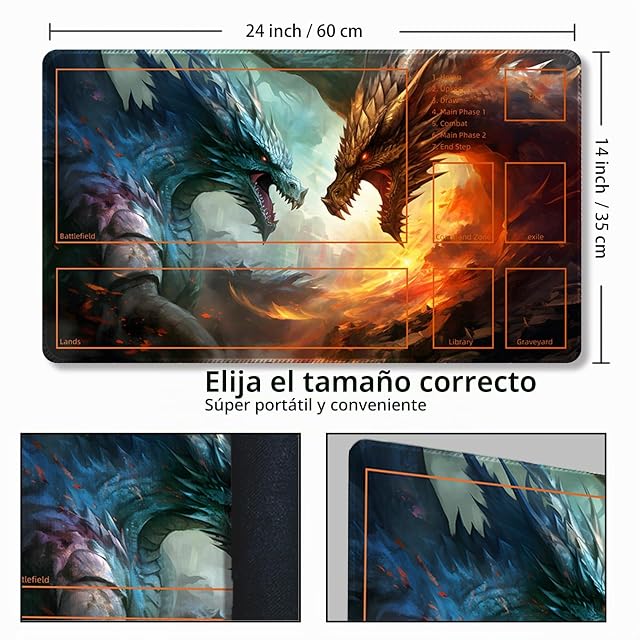Foto 3 de 5 de Malqiqi Tapete de Juego para MTG Con Bolsas de Almacenamiento Gratis
