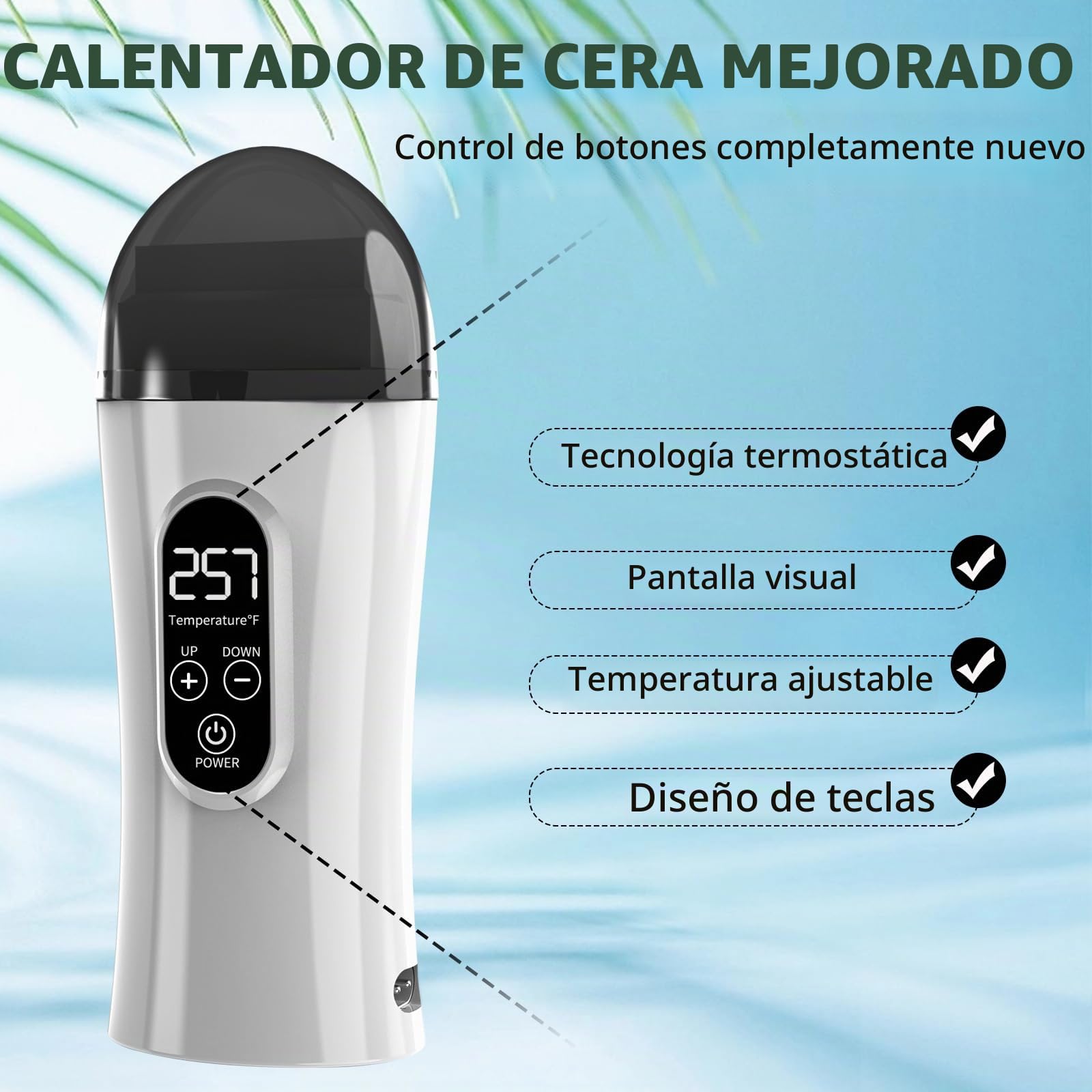 Kit de Depilación con Cera Roll On, Kit de Depilación con Cera para Mujeres, Kit de Depilación con Rodillo de Cera para Depilación con Rodillo Digital para Piel Sensible