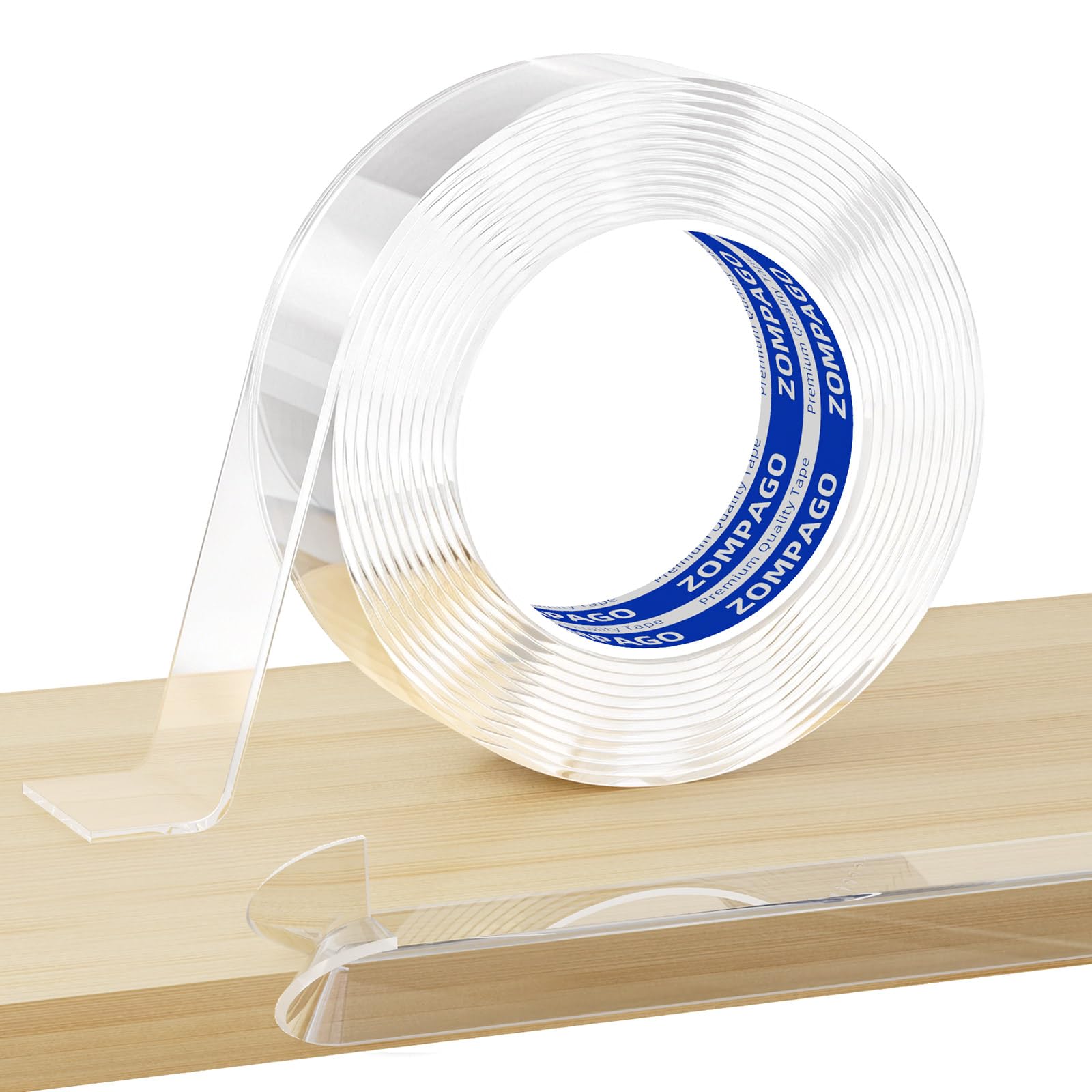 ZOMPAGO Clear Edge Protector Strip for Baby Proofing, Soft Self-Adhesive Furniture Edge Guard, Child Safety Bumpers for Sharp Corners & Edge of Tables, Cabinets, Walls, Beds, Kitchen,2mm Thick