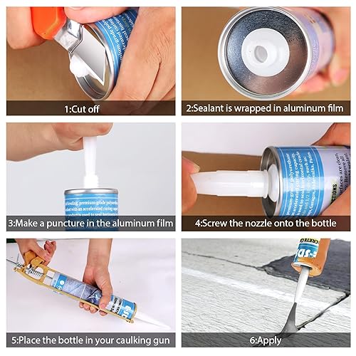 Miniatura 6 de E-SDS Llenador de grietas de hormigón y sellador autonivelante, construcción de poliuretano, sellador flexible para grietas horizontales, gris, 10.5