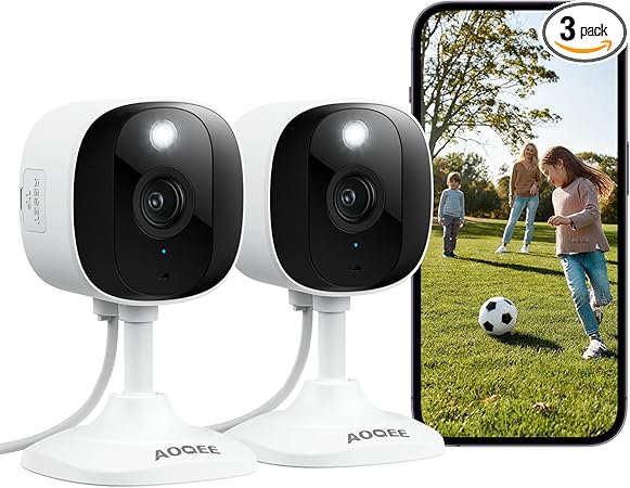 2K Cameras for Home Security-Outdoor/Indoor Camera for Dog/Cat/Pet/Nanny/Baby, Color Night Vision, White Light, Siren, 24/7 SD Recordings, Works with Alexa/Google Home, C1 (C1-White-2pack-2.4G)