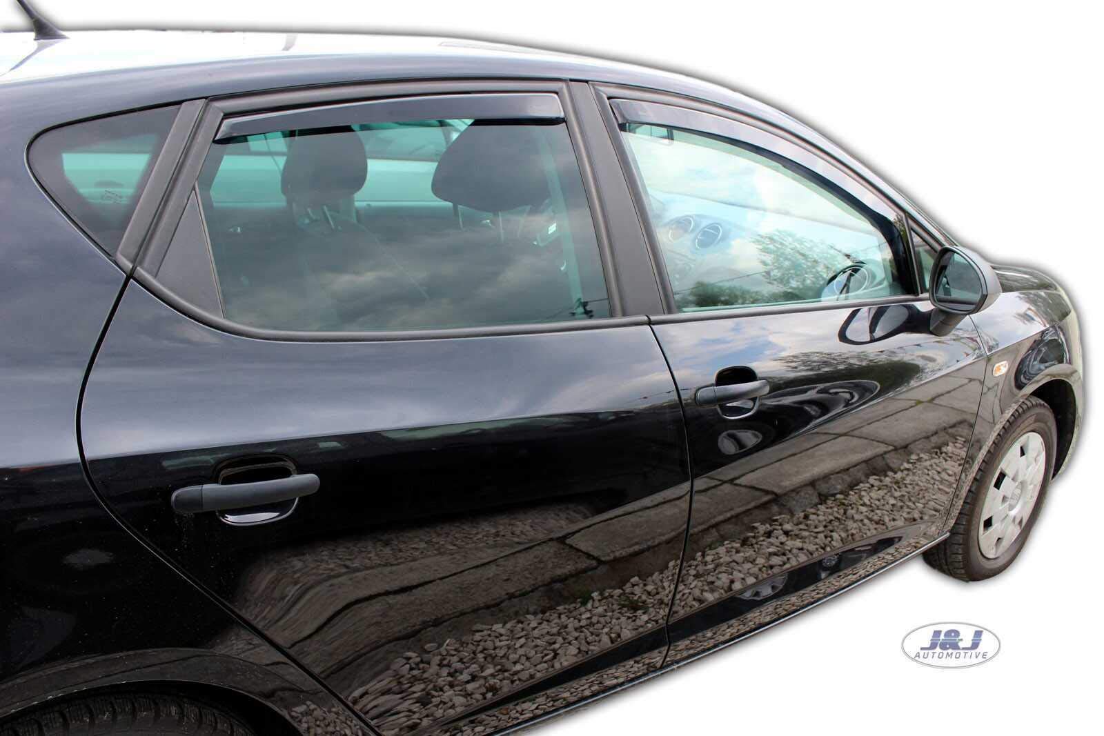 J&J AUTOMOTIVE Deflettori d'Aria per Seat Ibiza 4 6J 5-Porte Berlina 2008-2017, Set da 4 Pezzi, Nero Fumé Oscurato Heko