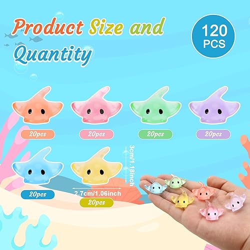 Miniatura 2 de 120 estatuas en miniatura de rayas picantes, decoración de pastel de peces de mini rayo, juguete de animales marinos, decoración de casa de muñecas,