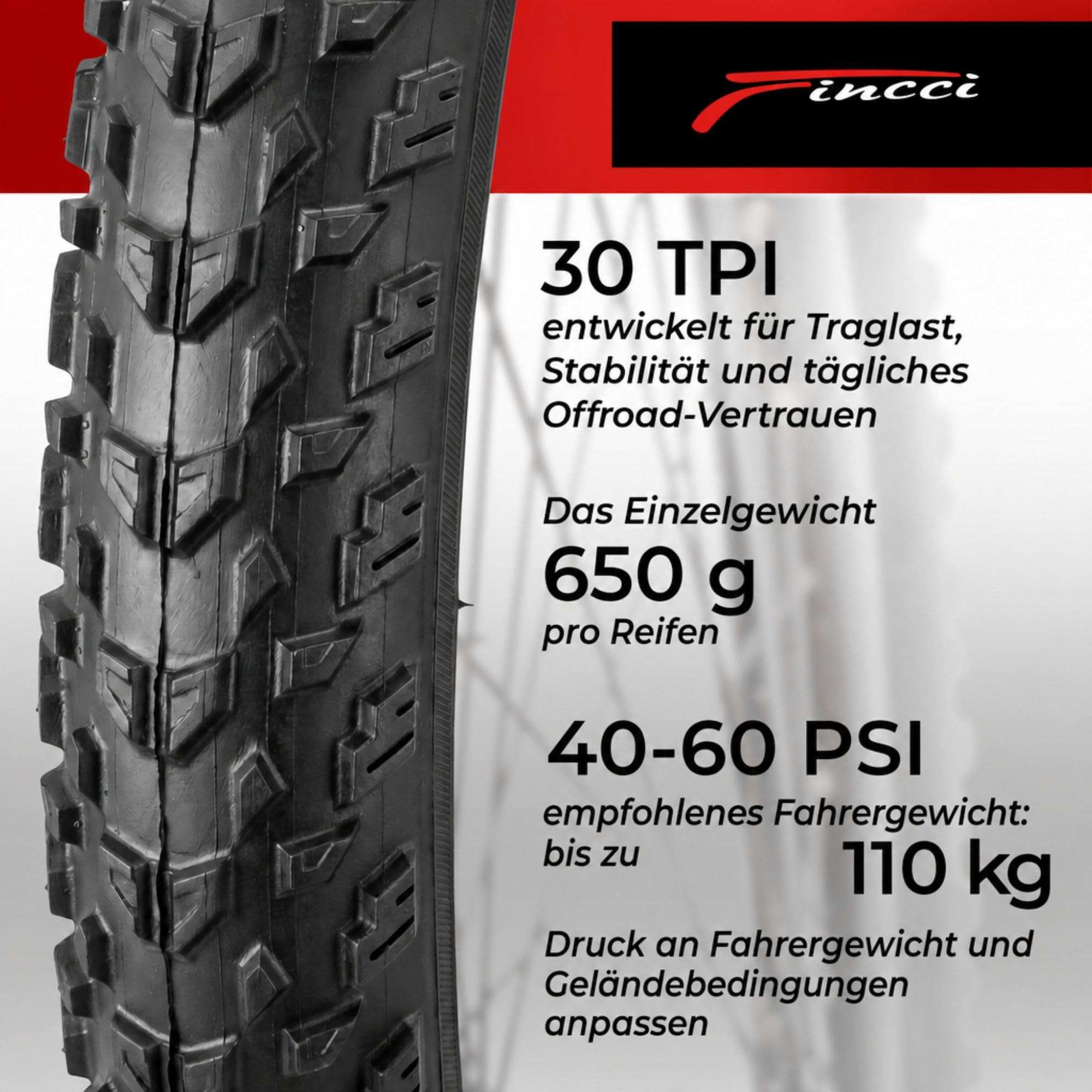 Fincci MTB Reifen 27,5 - Paar FaltReifen 27.5 x 2.10 Zoll - Fahrrad Mantel 54-584 für Rennrad, Mountainbike,E Bike Hybrid Bicycle, 2er Pack für Radfahren Offroad-, Schlamm- und Cross-Country-Strecken