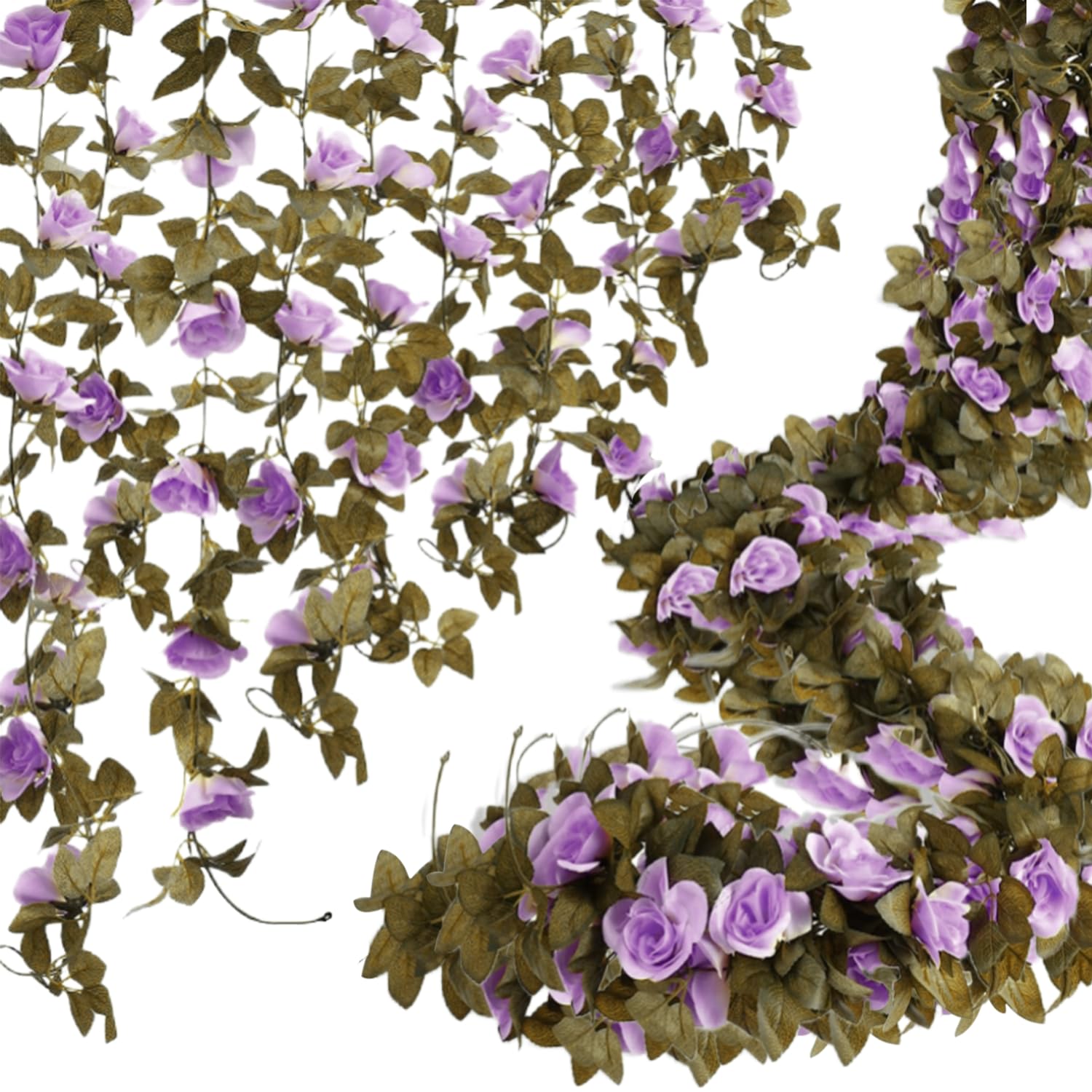 3 Pezzi Ghirlanda di Rose Decorazioni 24 Piedi Artificiali con Vite di Rose Bianche per Matrimonio Casa Addobbi Arco di Nozze Feste Decorazione Stanza Recinzione Giardino - 240cm Bianco