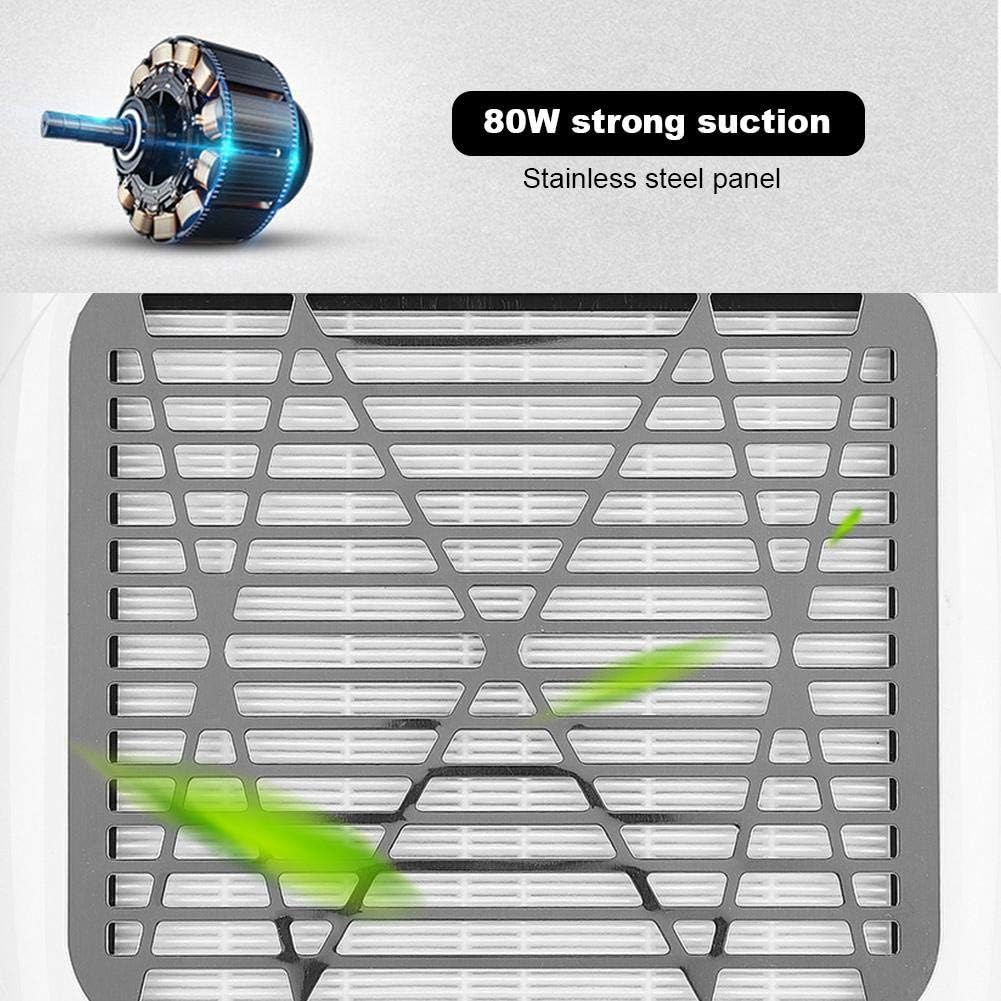80W Nail Dust Collector, Nail Dust Suction Fan Nail Vacuum Cleaner with Filter for Nails Fan Professional Manicure Pedicure Art(US)