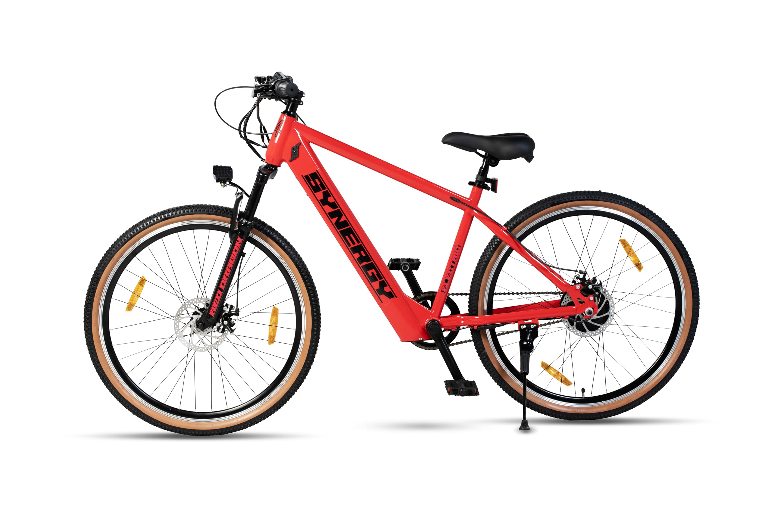 SYNERGY S4 27.5 Premium Luxury Electric Bicycle with LCD Display Tan Wall Tyres Front Suspension 7.8ah Battery – RED Dragon (V1-RED-LCD3-7.8) (B0D638HSXG) Amazon Price History, Amazon Price Tracker