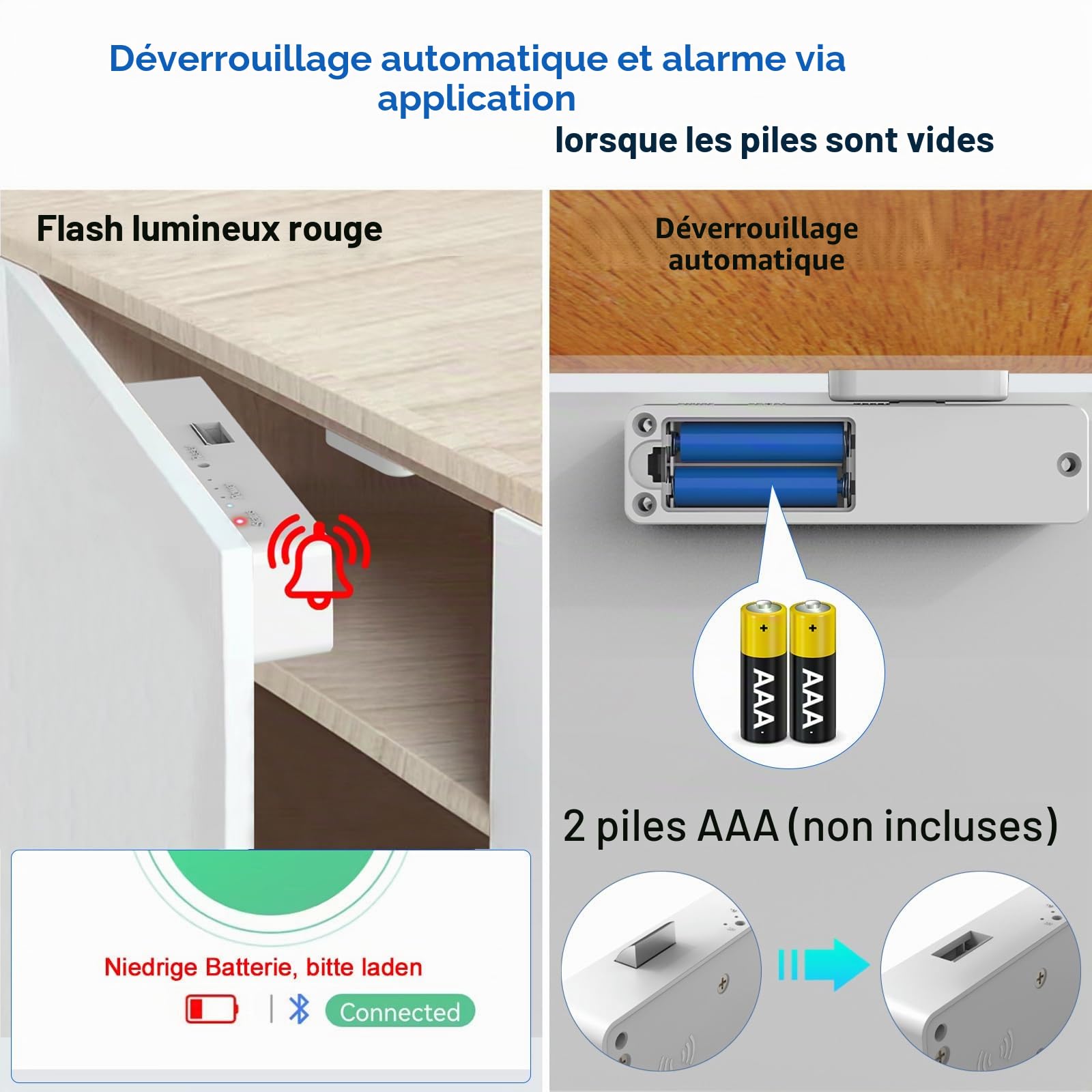 Serrure d'armoire RFID, NFC - Fine - Électronique - Tiroirs - eLinkSmart - Pas de clé - Application Bluetooth - Sécurité enfant cachée - Serrure d'armoire - Pour camouflage liqueur - garde-manger