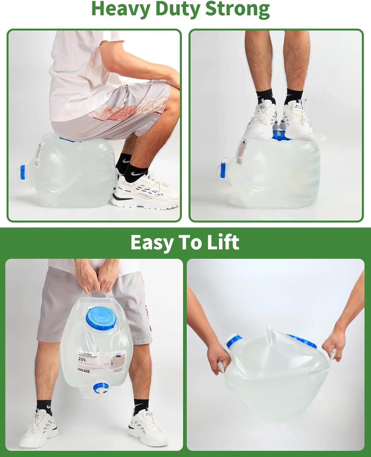 1 Pack 5.3 Gallon Collapsible Water Container Camping Water Container with Spigot,Portable Collapsible Water Jug Water Storage Containers for Outdoors Traveling Emergency - Image 4