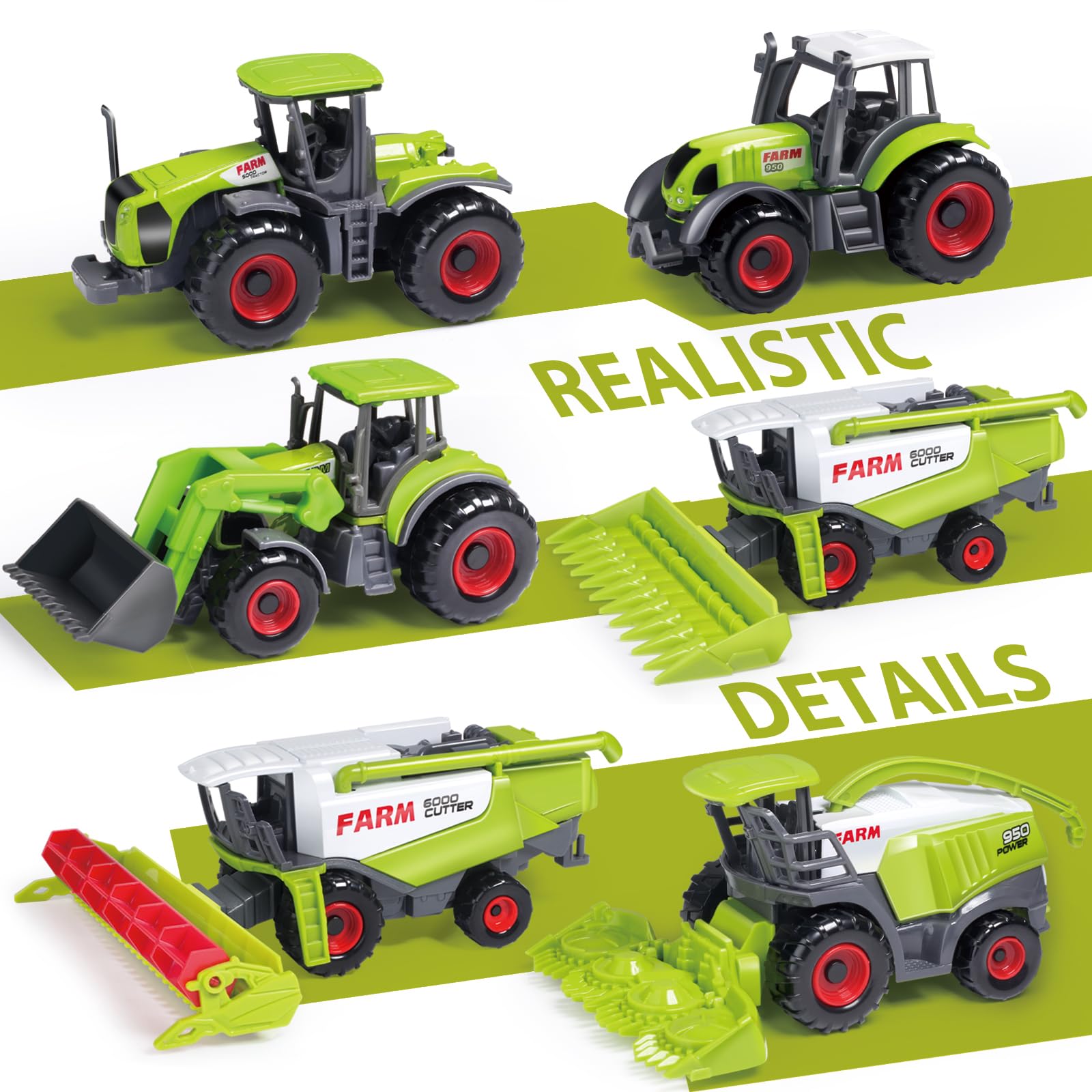 Oriate Farm Toy for Children, Realistic Tractor Vehicle, Mini Farm Animals Educational with Tray Pendant, Birthday Gift for Kids Age 3+