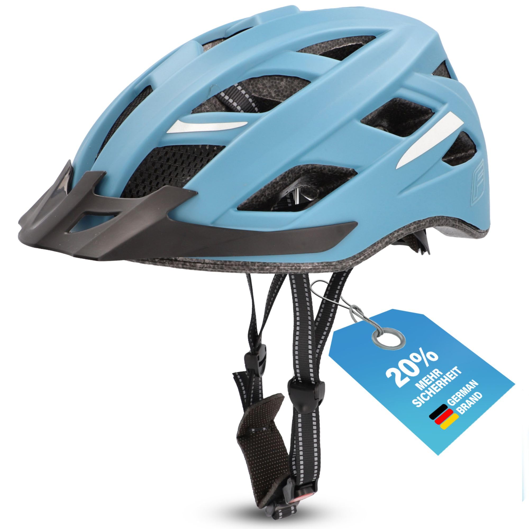 FISCHER Chicago Adult Bicycle Helmet S/M 54-59 cm Blue with Illuminated Inner Ring System