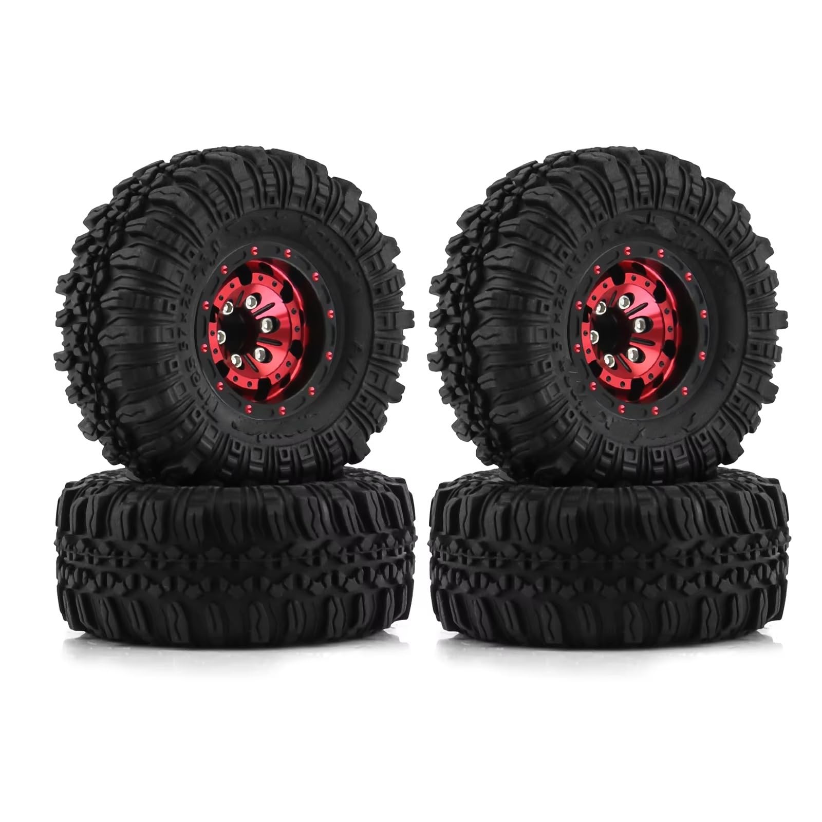 RC Pneus Jante Compatible avec TRX4M pour Axial AX24 pour SCX24 pour FCX24 Jantes Beadlock 1.0 en Alliage D'aluminium pour Voitures RC Crawler 1/18 Et 1/24 Pneus Crawler 1.0