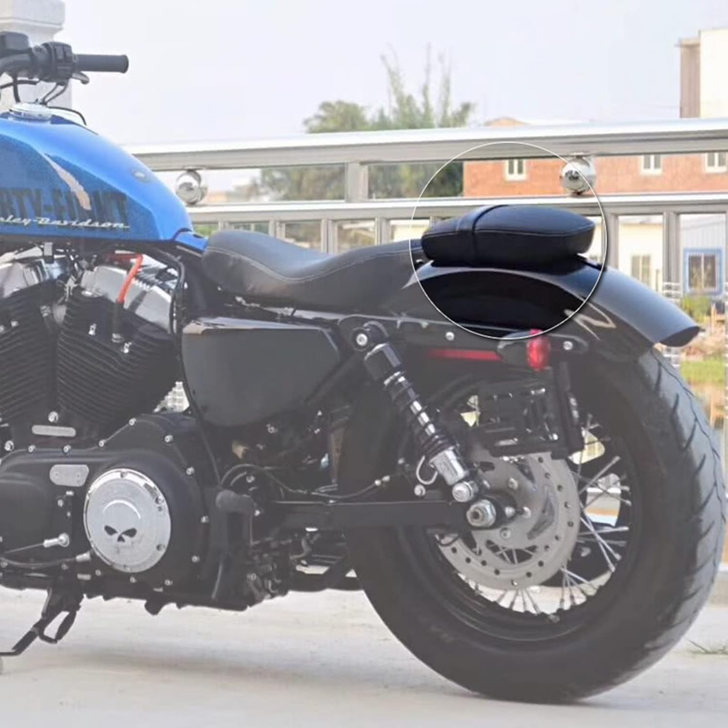 Solo Rear Passenger Seat for Harley Davidson Sportster X48 XL883 XL1200 72 2004-2019 Motorcycle Accessories Leather Pillion Cushion Pad (Black-E)