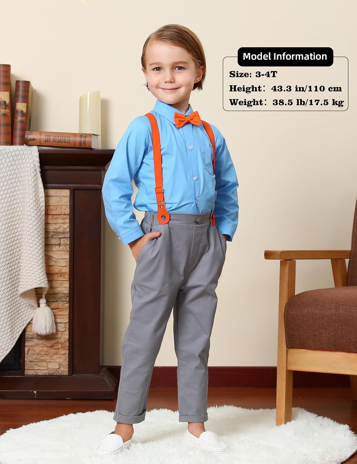 A&J DESIGN Toddler Boys Suit with Suspender Baby Wedding Dress Outfit Kids Formal Clothes Set - Image 4