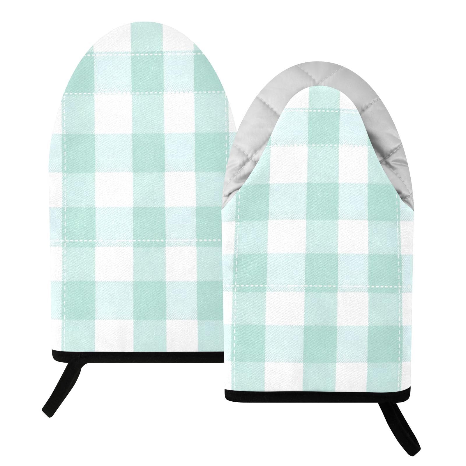 BURSTDDY Checkered Oven Mitt,Heat Resistant Kitchen Mitts for Cooking