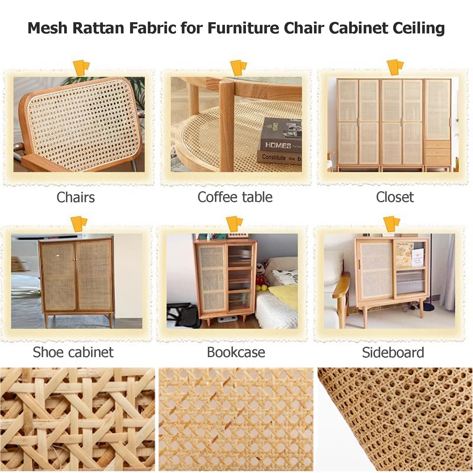 Gewebtes Offenes Natürliches Rattan Roll 60cmx2.5m Wiener Geflecht Gurtband für Caning-Projekte Möbel
