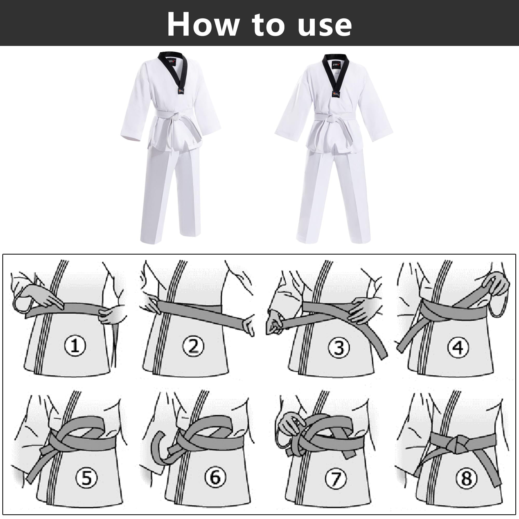 Lot De 2 Ceintures De Karaté/judo Blanc Professionnelles - Polyester+coton, Adultes Et Enfants