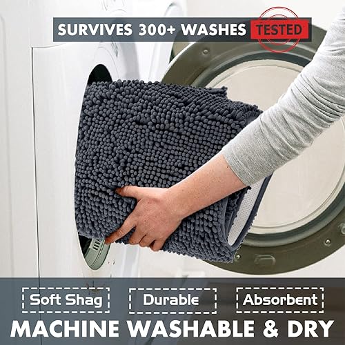 Miniatura 6 de LuxUrux - Tapete de microfibra de felpilla extrasuave de pelo largo de 1 pulgada, muy absorbente, para baño o regadera, lavar y secar a máquina (15