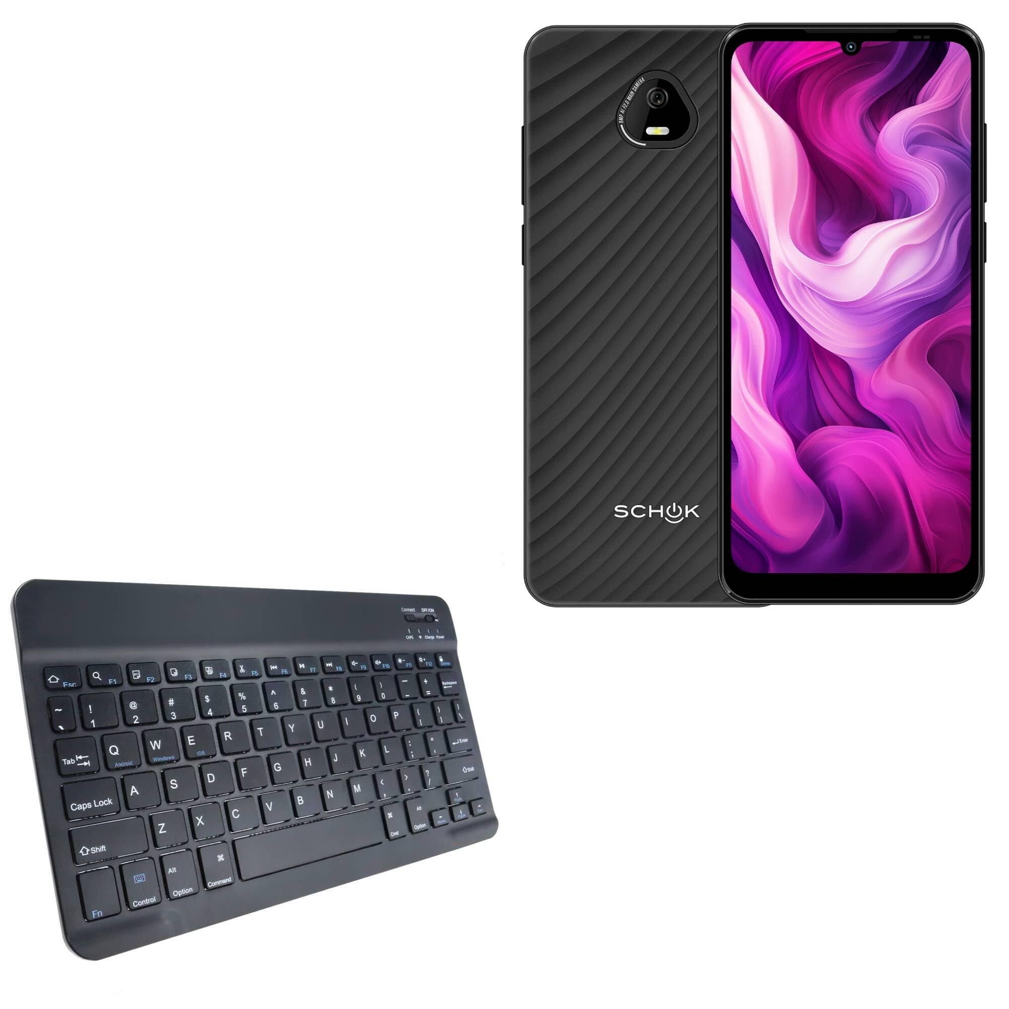 BoxWave Keyboard Compatible with Schok Volt SV67Q 4G - SlimKeys Bluetooth Keyboard, Portable Thin with Chiclet-Style Keys - Jet Black