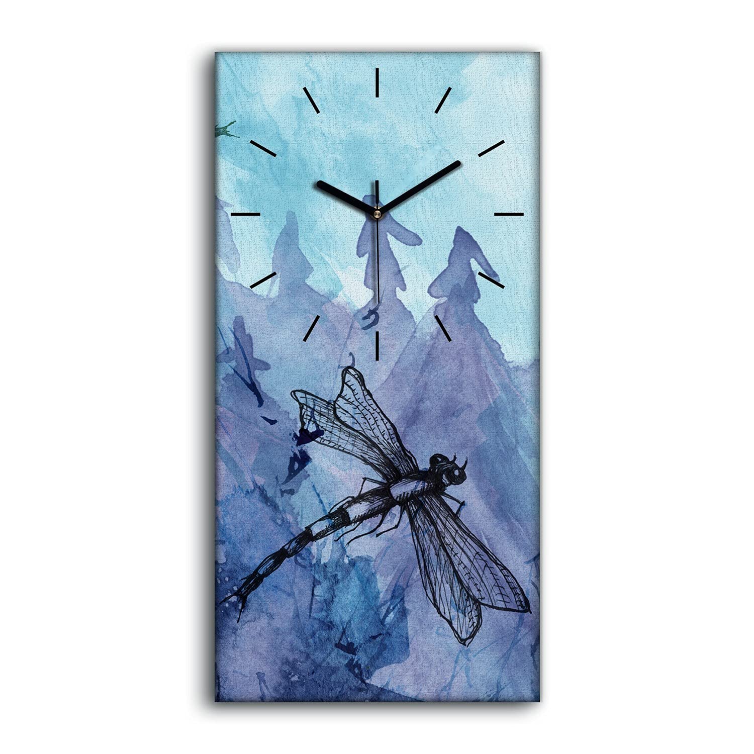 Horloge sur toile haut de gamme 30x60cm art moderne libellule originale