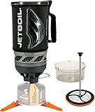 Jetboil Flash Java Kit Camping and Backpacking Stove Cooking System with Silicone French Press Coffee Maker Carbon