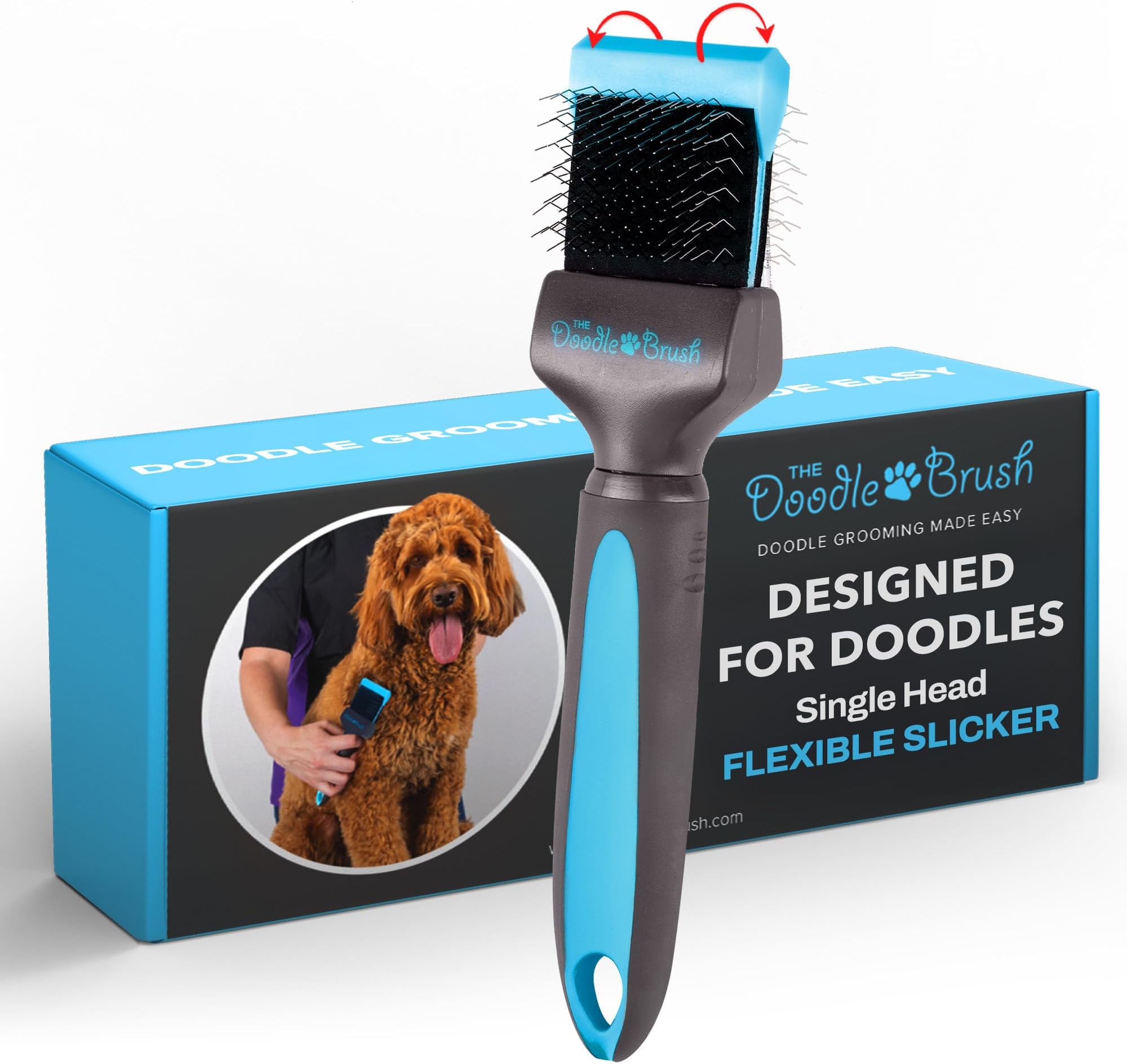 Slicker Brush for Dogs, Single Head Dog Grooming Brushes, Flexible Head Slicker for Dogs, Poodle, Labradoodle, Cockapoo, Tangle-Free Grooming, Healthy & Shiny Coat Pet Brushes