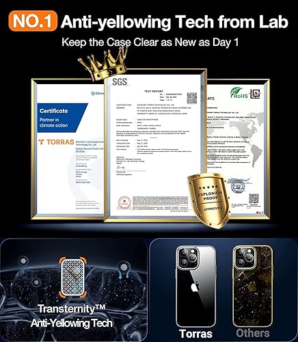 Miniatura 192 de TORRAS - Funda a prueba de golpes para iPhone 14 (contra caídas de grado militar de 10 pies), elegante, parte trasera translúcida y borde suave