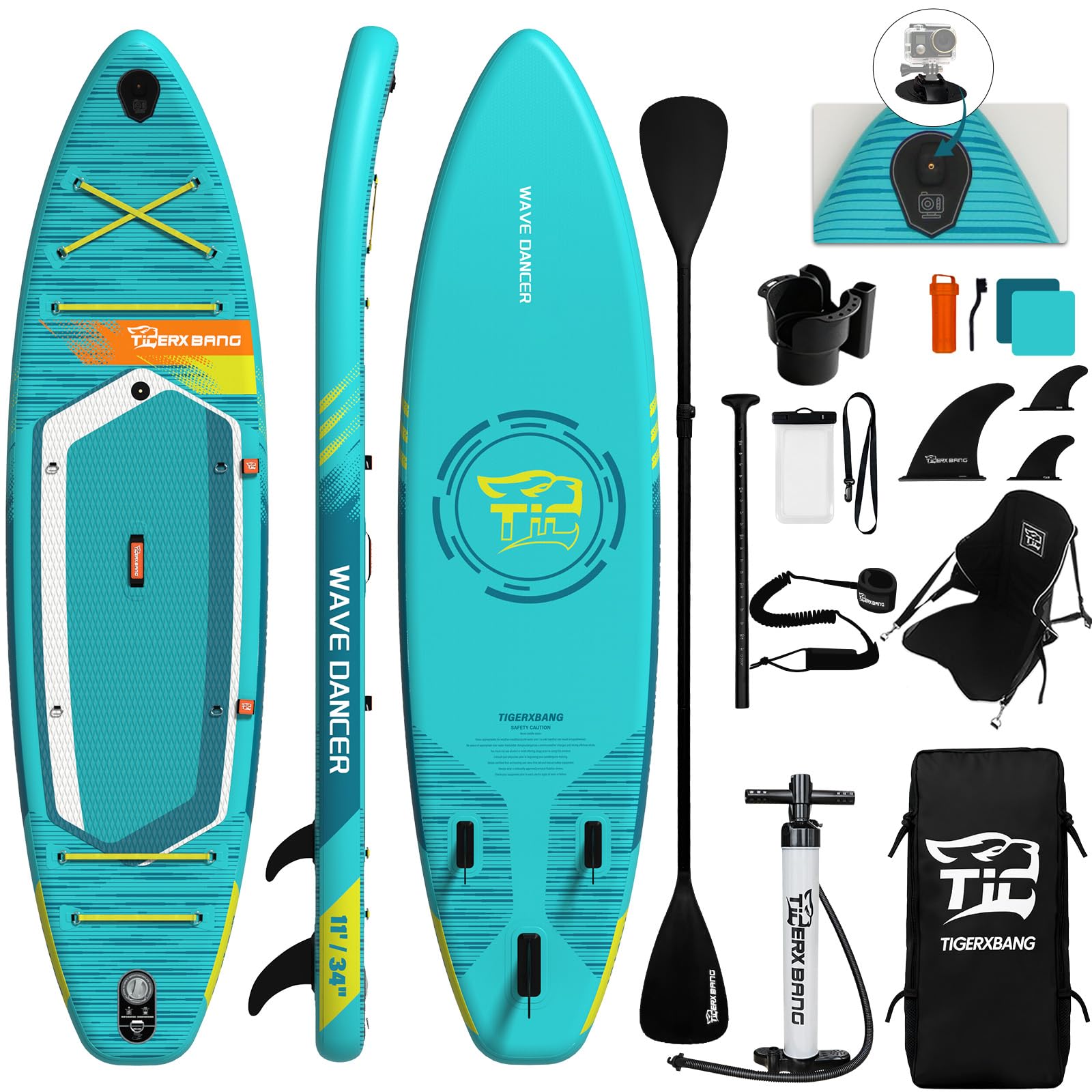 TIGERXBANG 11'6"/11'/10' Inflatable Paddle Board with Complete Accessories, Versatile Premium Paddle Boards for Adults/Youth, Stand Up Paddle Board