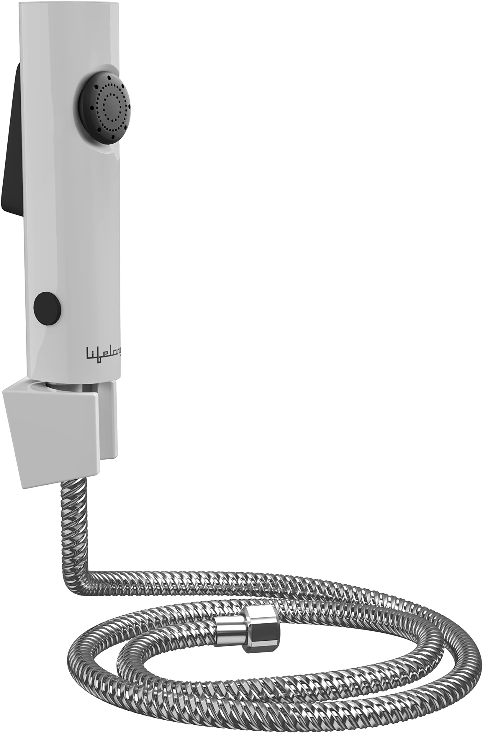 Lifelong Bathroom Water Gun - Jet Spray for Toilet - High Pressure Health Faucet, ABS Handheld Bidet - SS-304 Grade, 1 mtr Flexible Hose Pipe & Wall Hook for English Toilet - White (LLBAHF12), Chrome