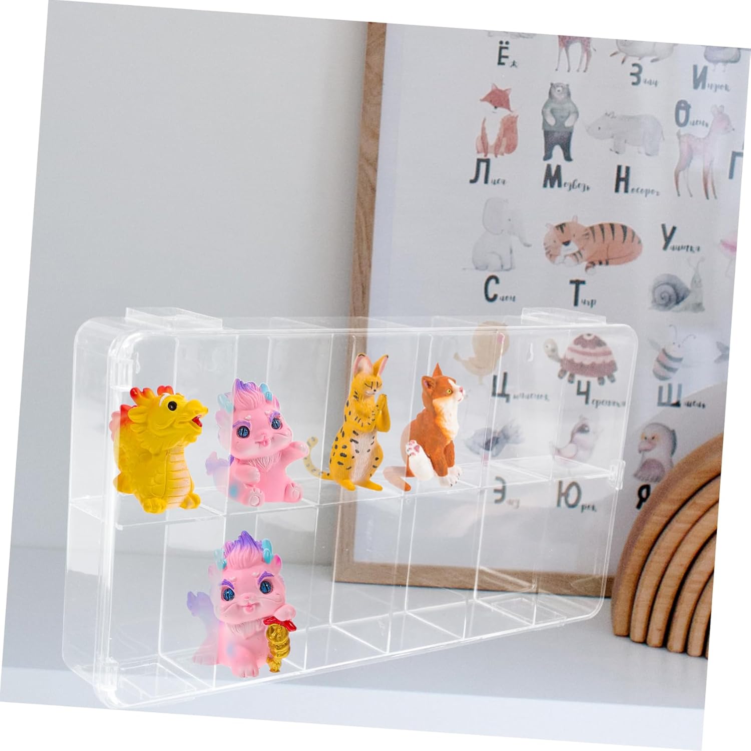 Acrylic Action Figure Display Holder Wear-resistant Doll Stand Desktop Doll Stand Storage Box for Collectibles Boys and Girls Toy Storage Organizer
