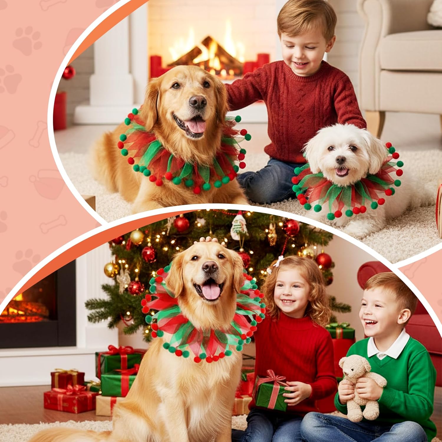 Christmas Collar for Dog Cat Pets Adjustable Christmas Ornaments Red Green Clothing Accessories Suitable for Dogs, Cats, Puppies and Kittens (L) 8