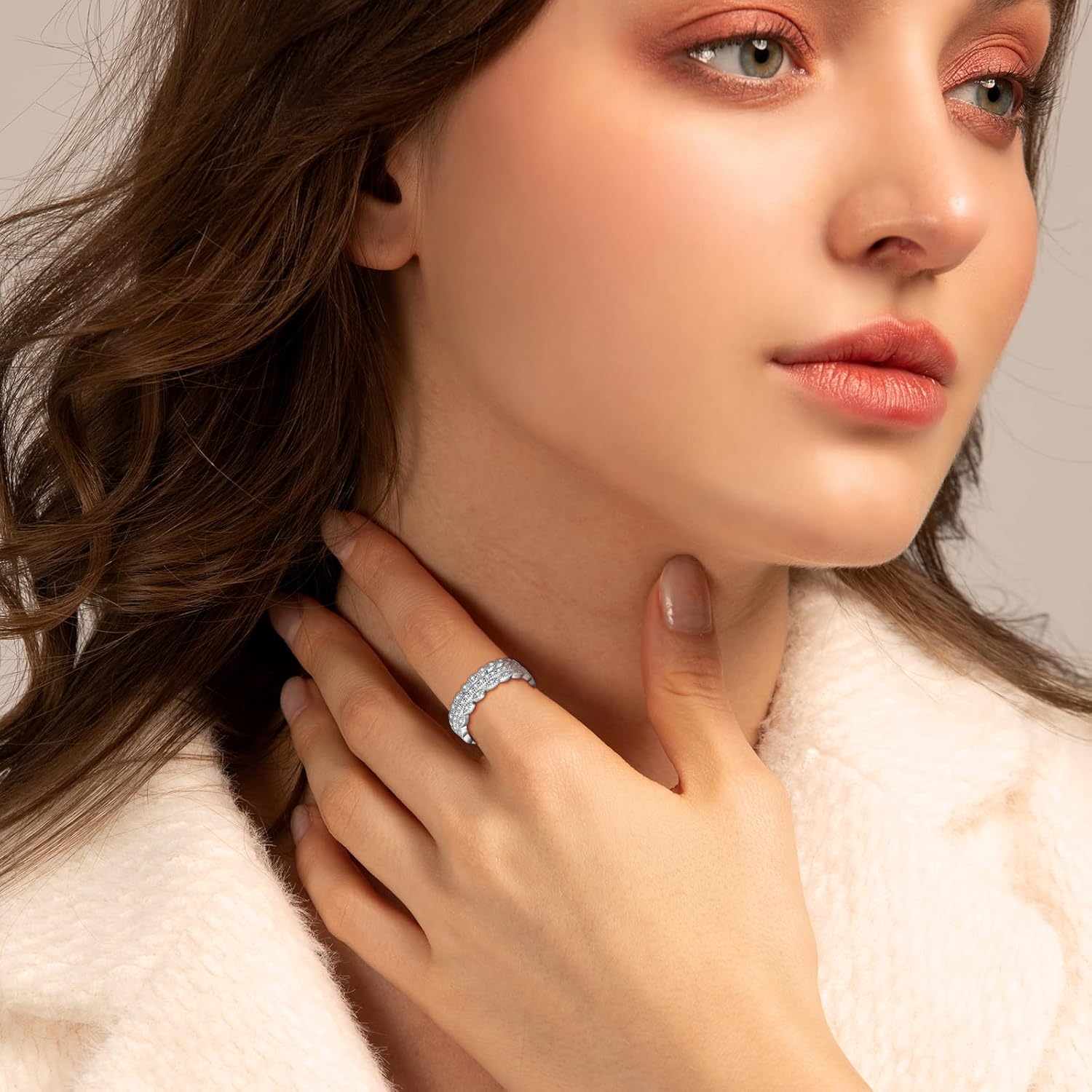 OLIVIASO Women 925 Sterling Silver Rings, Stackable Wedding Bands Rings for Women, Women's Eternity Rings, Marquise CZ Promise Rings for Her Size 5-10 - Image 6