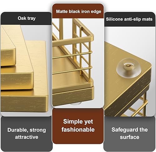 Vista 121 de Wican Bandeja para toallas de invitados para baño, soporte de servilletas de roble y hierro para tocador, mesa de comedor, cesta de madera