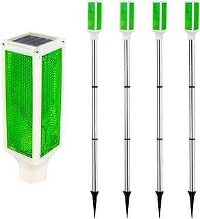 Aolyty Solar Lights Outdoor, Waterproof Driveway Markers Reflective, Warning Flash Light with 2 Lighting Modes, LED Solar Light 4 Pack for Parking Lots, Yard, Sidewalk, Stop Sign, 30 Inches (Green)